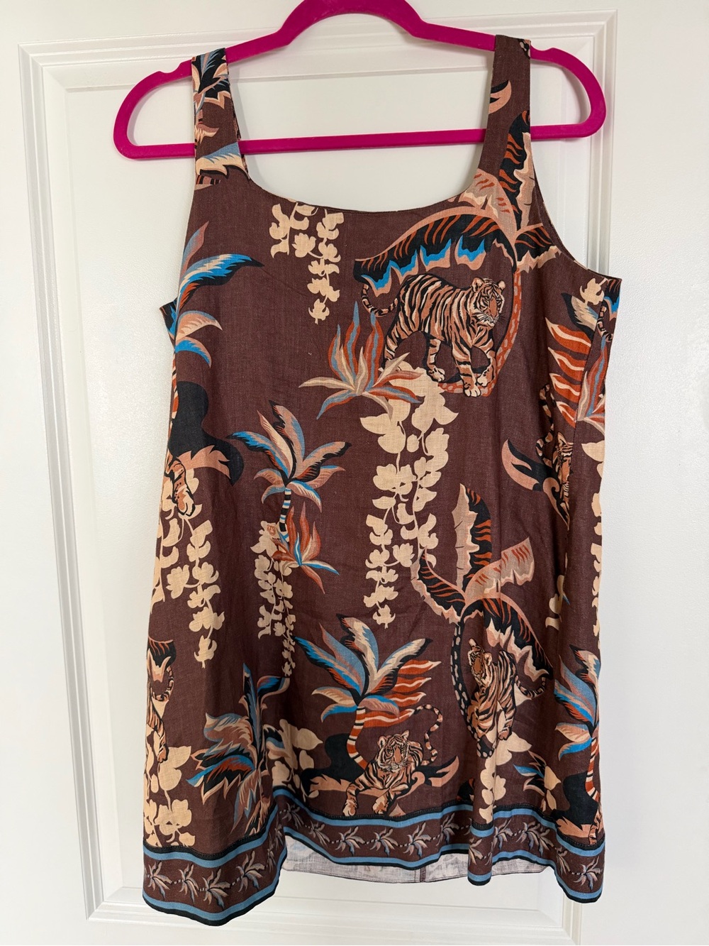 Brown Tropical Tiger Print Mini Dress